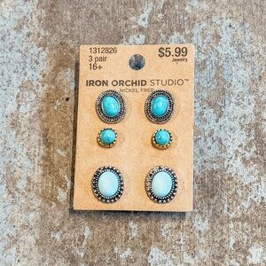 Iron Orchid Studio Blue and White Earring Trio